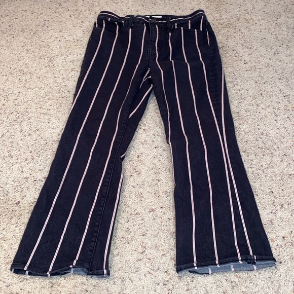 Madewell Women's Boot Cut Jeans - Black with Pink Stripes - Picture 1 of 7